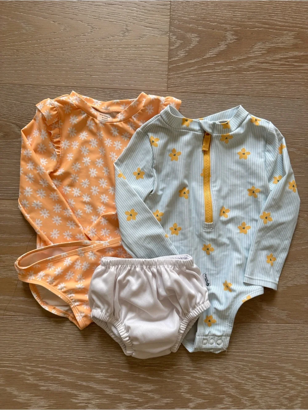 Toddler rashguards with reusable swim diaper